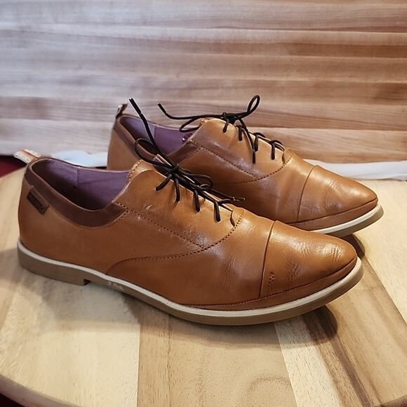 PIKOLINOS STYLE: PYRGOS CAP-TOE BROWN LEATHER LACELESS LADIES SIZE 41 IN GUC - Picture 1 of 16